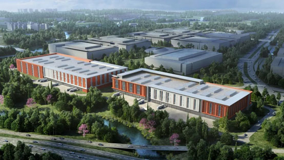 “黄金甲体育绿”牵手“华为中国红”！黄金甲体育智能高机设备集群助力华为团泊洼项目